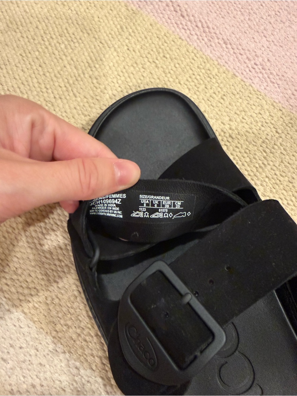 Chaco Black Cross-Strap Slide Sandals - Picture 3 of 5